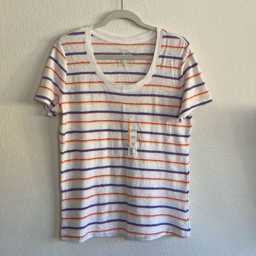 Time and Tru White Stripe Oversized T-shirt size Medium